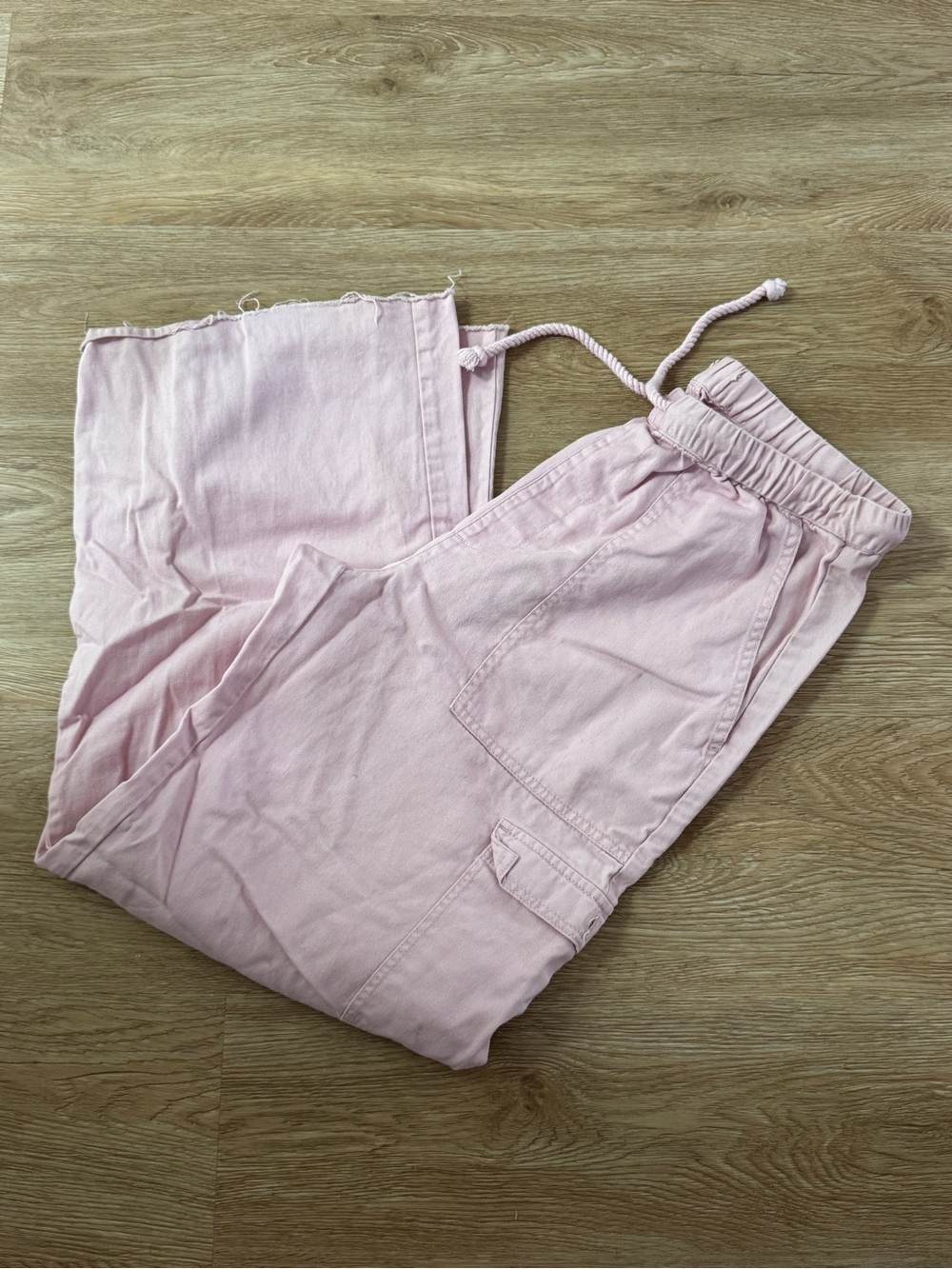 Light Pink Drawstring Cargo Joggers